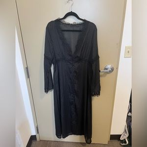 Sheer black long sleeve kimono duster